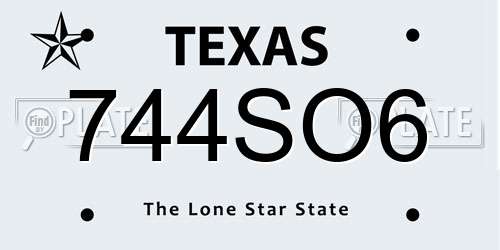 744SO6 Texas License Plate
