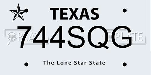 744SQG Texas License Plate