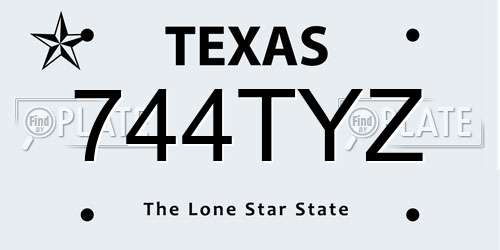 744TYZ Texas License Plate