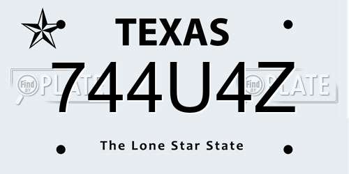 744U4Z Texas License Plate