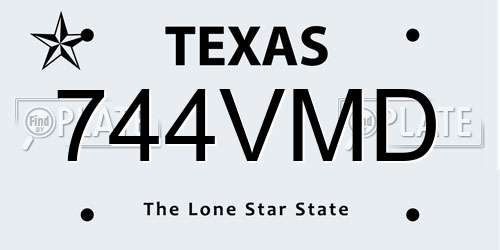 744VMD Texas License Plate