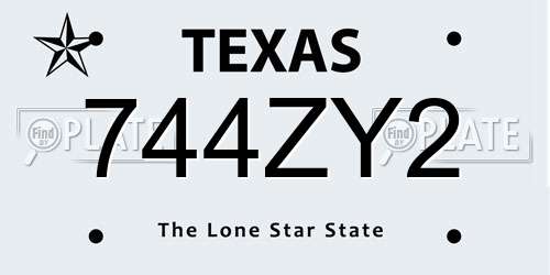 744ZY2 Texas License Plate