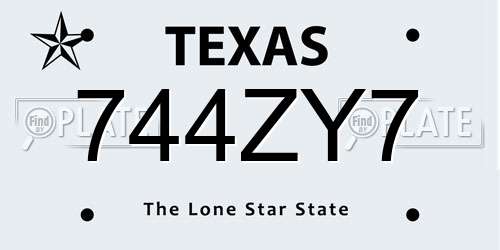 744ZY7 Texas License Plate