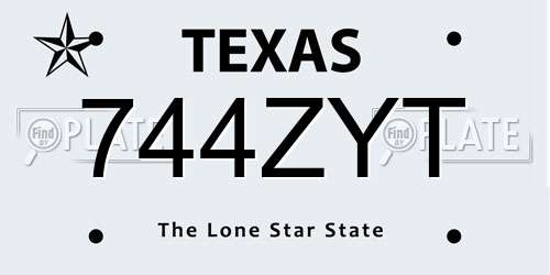 744ZYT Texas License Plate