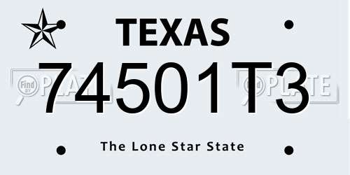 74501T3 Texas License Plate