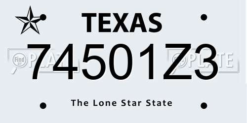 74501Z3 Texas License Plate