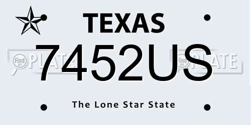 7452US Texas License Plate