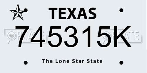 745315K Texas License Plate