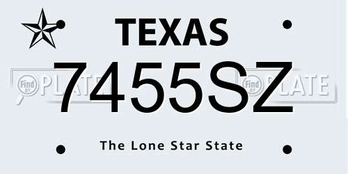 7455SZ Texas License Plate