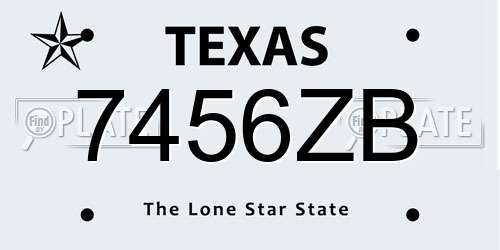 7456ZB Texas License Plate