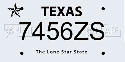 7456ZS Texas License Plate