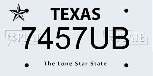 7457UB Texas License Plate