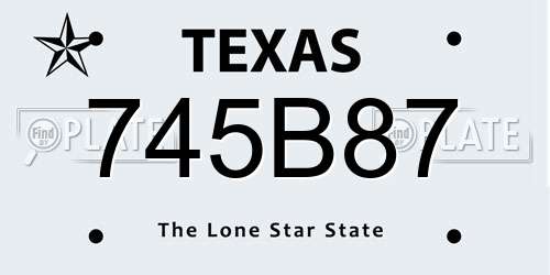 745B87 Texas License Plate