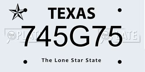 745G75 Texas License Plate