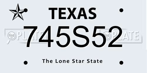 745S52 Texas License Plate