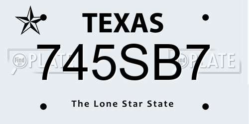 745SB7 Texas License Plate