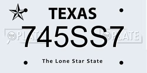 745SS7 Texas License Plate