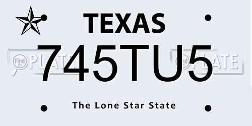 745TU5 Texas License Plate