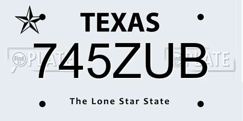 745ZUB Texas License Plate