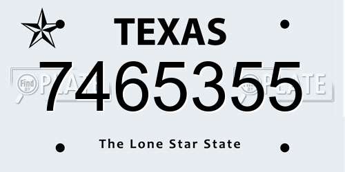 7465355 Texas License Plate