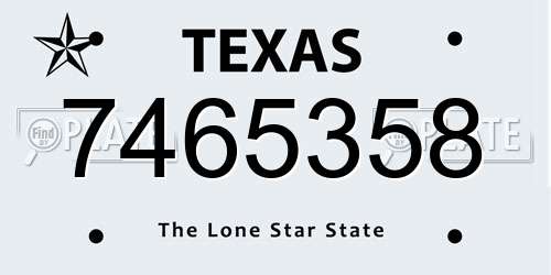 7465358 Texas License Plate