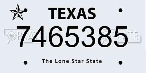 7465385 Texas License Plate
