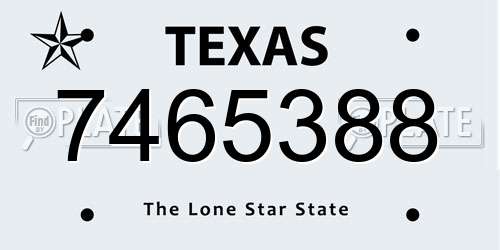 7465388 Texas License Plate