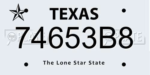 74653B8 Texas License Plate