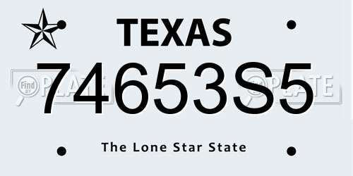 74653S5 Texas License Plate