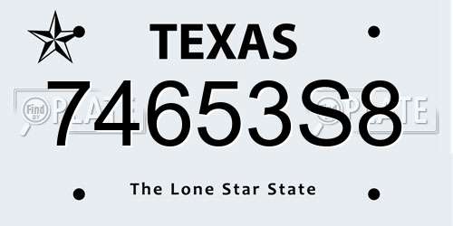 74653S8 Texas License Plate