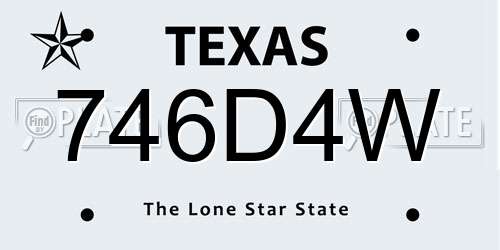 746D4W Texas License Plate