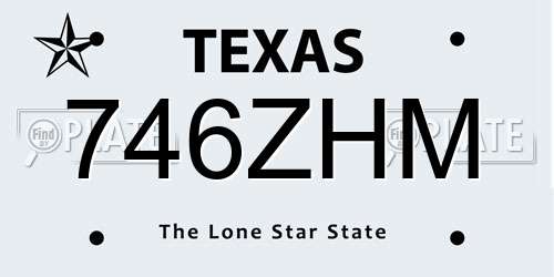 746ZHM Texas License Plate