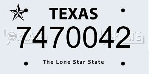 7470042 Texas License Plate