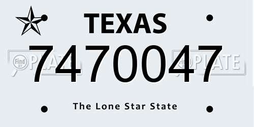 7470047 Texas License Plate