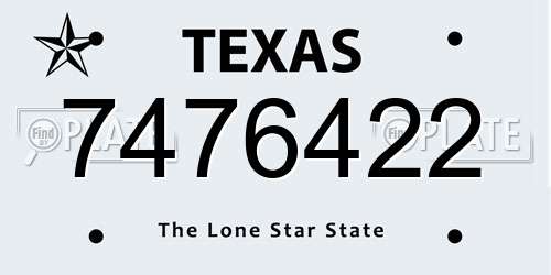 7476422 Texas License Plate