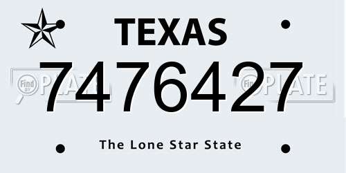 7476427 Texas License Plate