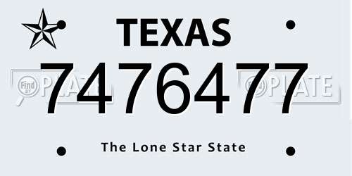 7476477 Texas License Plate