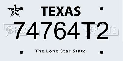 74764T2 Texas License Plate