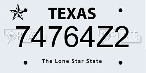 74764Z2 Texas License Plate
