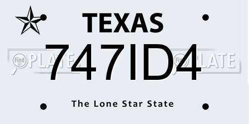 747ID4 Texas License Plate