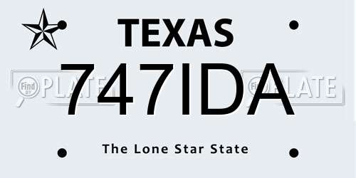 747IDA Texas License Plate