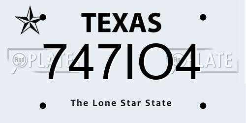 747IO4 Texas License Plate