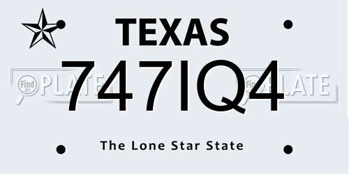 747IQ4 Texas License Plate
