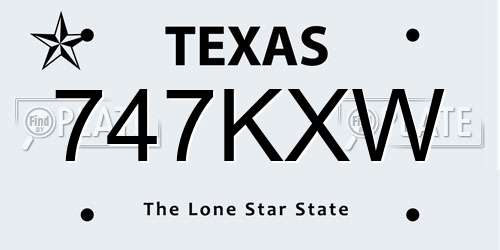 747KXW Texas License Plate