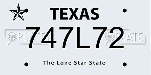 747L72 Texas License Plate