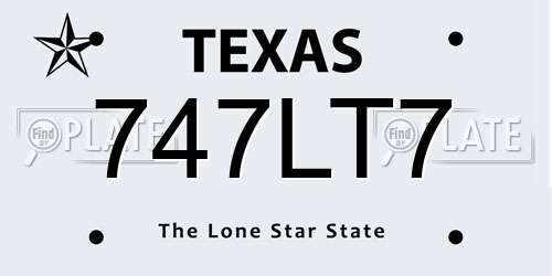 747LT7 Texas License Plate