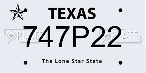 747P22 Texas License Plate