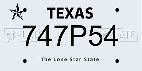 747P54 Texas License Plate