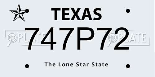747P72 Texas License Plate