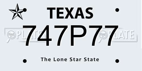 747P77 Texas License Plate